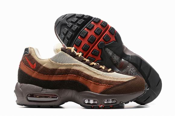 Nike Air Max 95 Brown Beige Red Canva Men's Shoes-133 - Click Image to Close